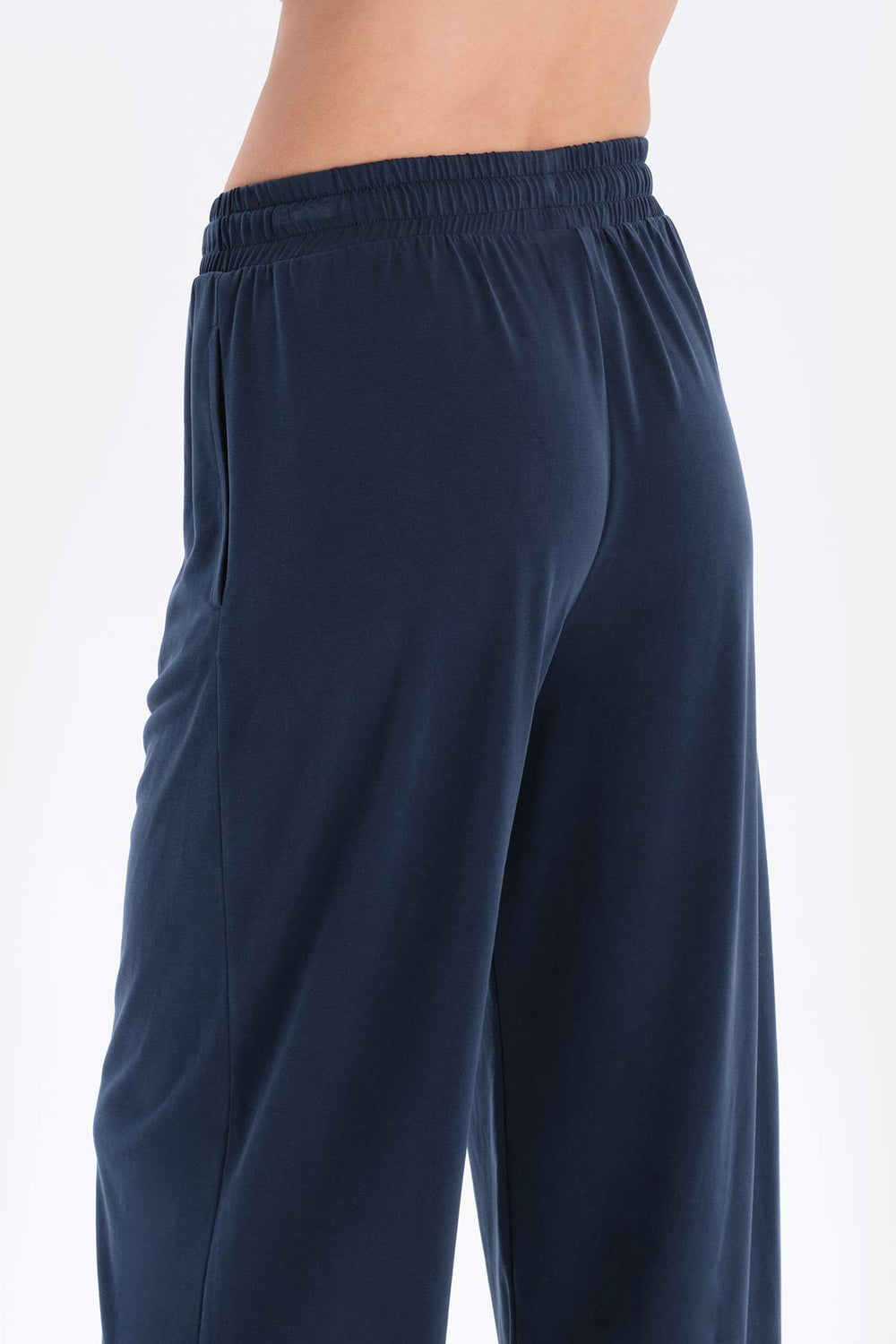 Lacivert Cepli Kısa Paça Cupro Pantolon