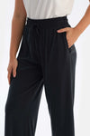 Siyah Cepli Kısa Paça Cupro Pantolon