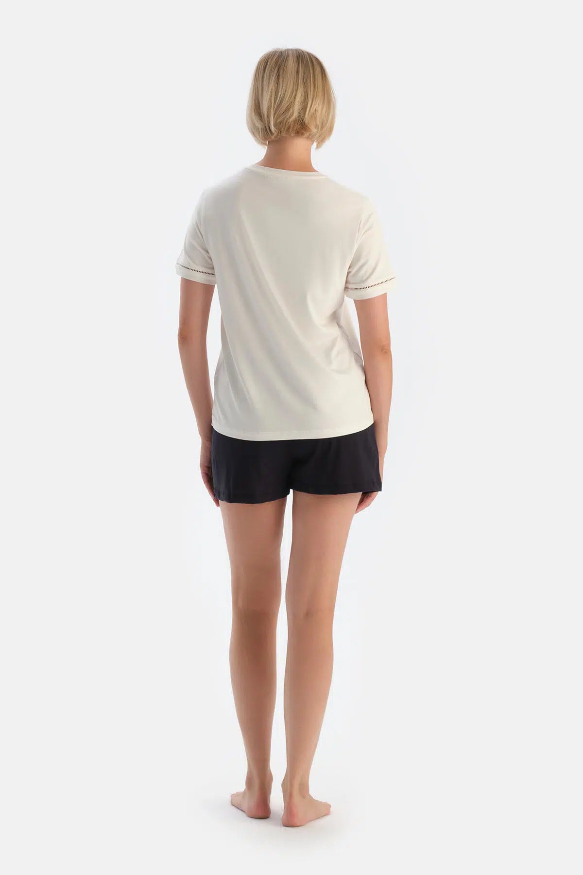 Lacivert-Mavi Baskı Detaylı 2'li Şort