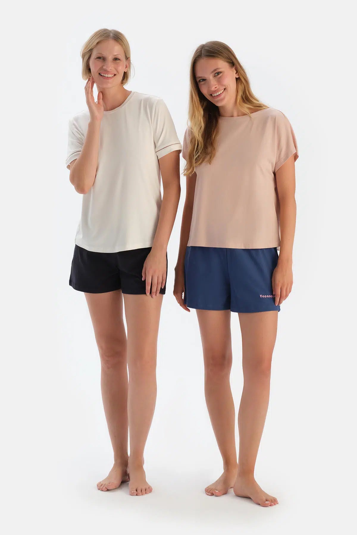 Lacivert-Mavi Baskı Detaylı 2'li Şort