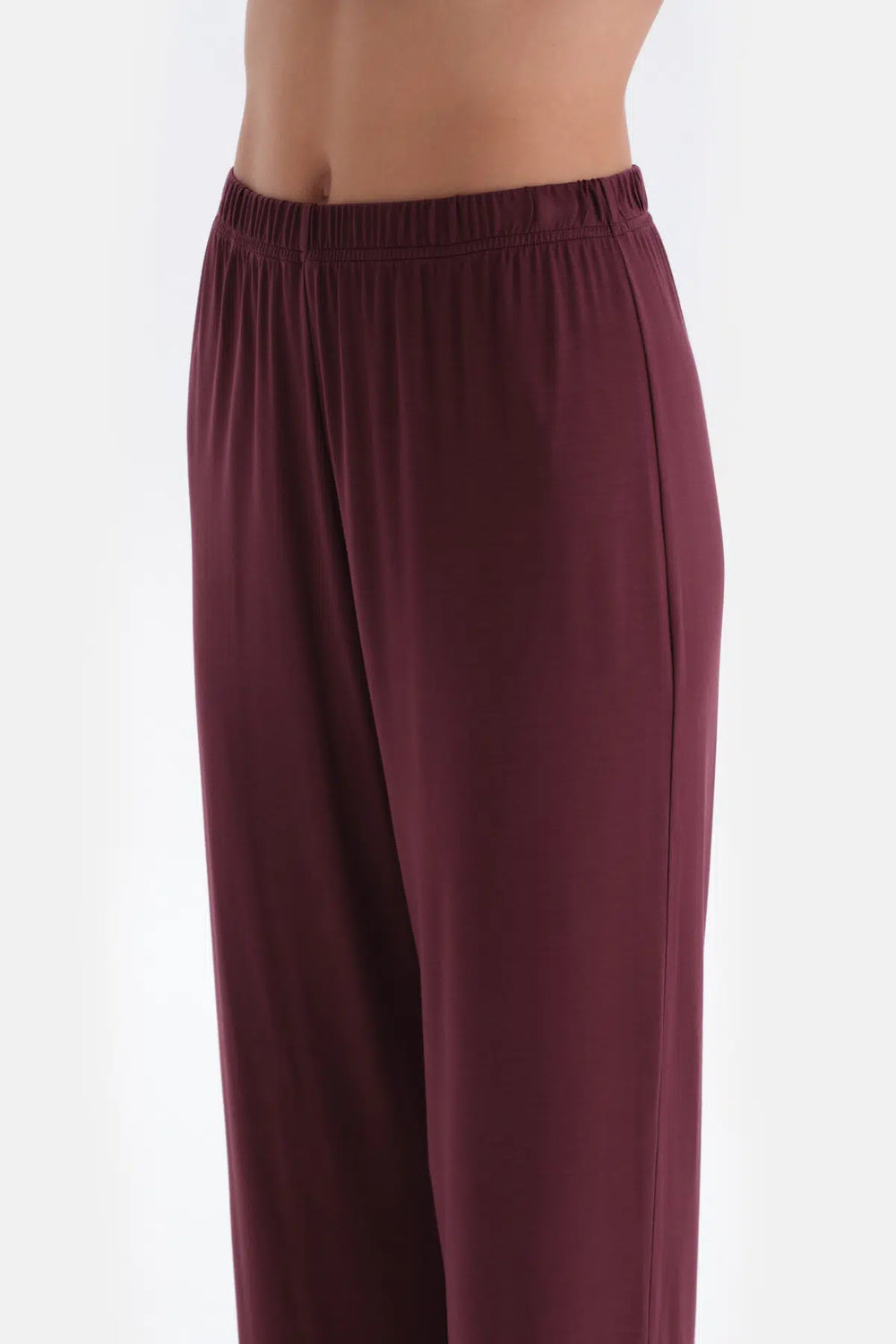 Bordo Basic Gömlek Yaka Modal Pijama Takımı