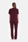 Bordo Viskon Gömlek Pantolon Pijama Takımı
