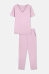 Gül Kurusu V Yaka Viskon Pijama Takımı