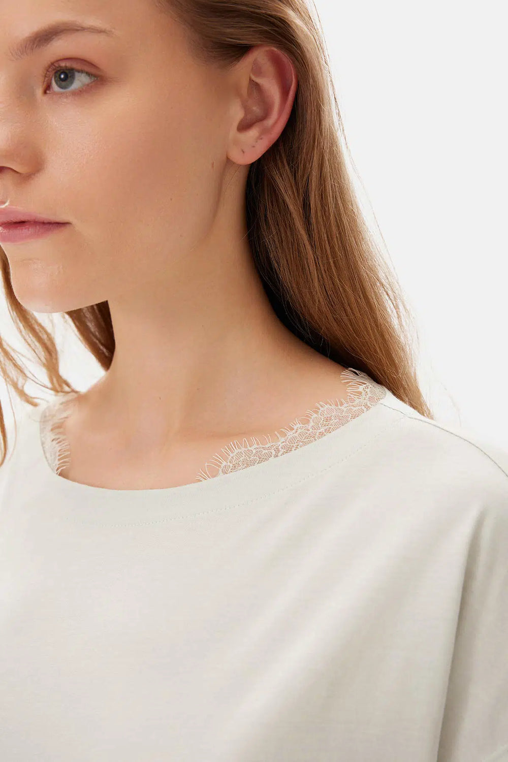 Su Yeşili Su i Dantel Detaylı Örme Gecelik