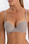 Açık Gri Dantel ve Detaylı Push-Up Sütyen