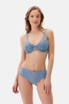 Mavi Dantelli Balenli Toparlayıcı Sütyen