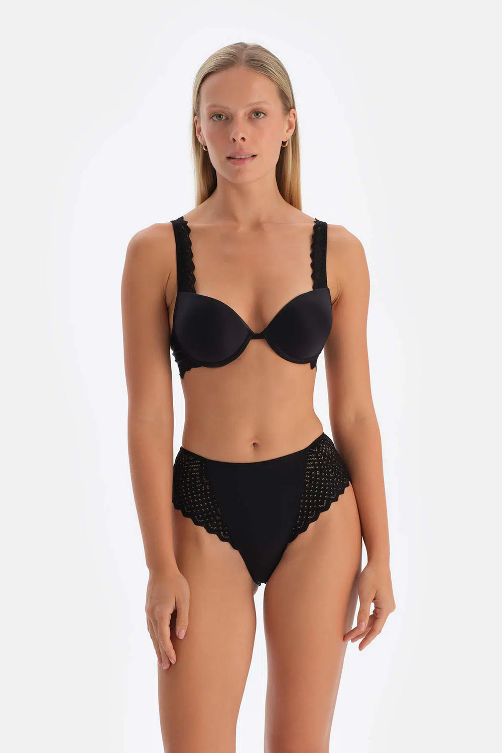 Siyah Dantel Detaylı Premıum Basıc Brıef Külot