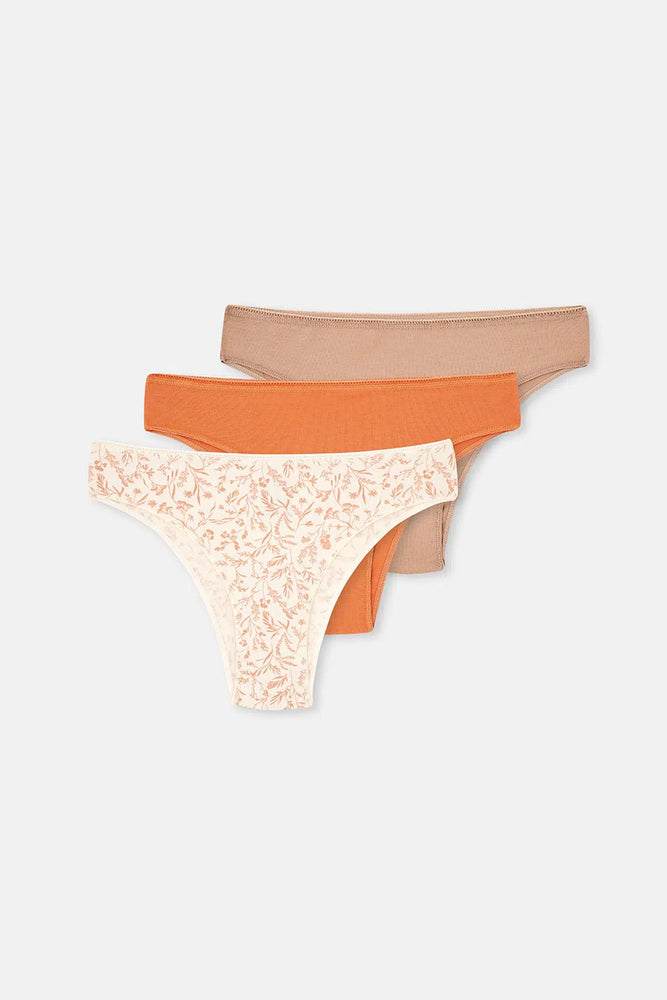 Multicolor Kadın 3'lü Desenli Brazilian Külot