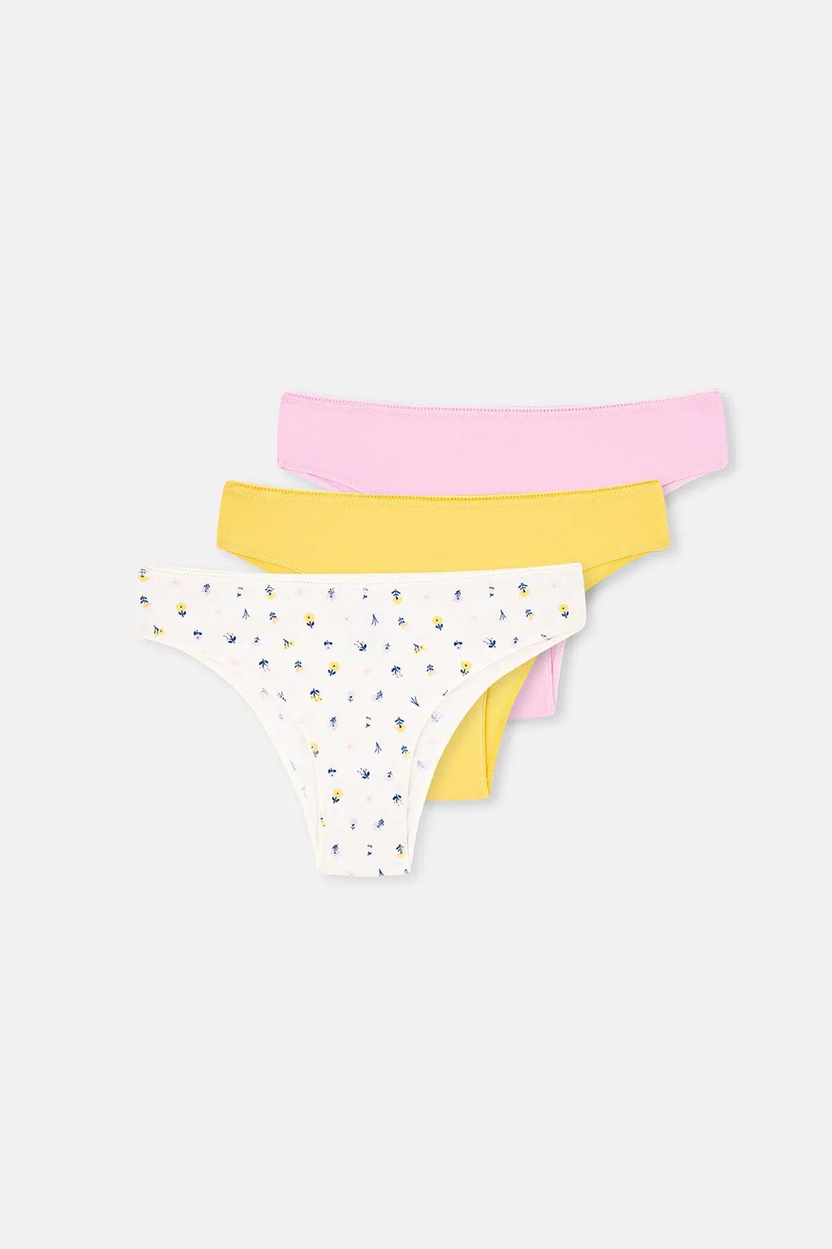 Multicolor Kadın 3'lü Pamuklu Brazilian Külot