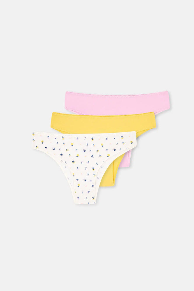 Multicolor Kadın 3'lü Pamuklu Brazilian Külot