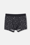 Siyah Pamuklu Desenli Boxer