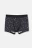 Siyah Pamuklu Desenli Boxer