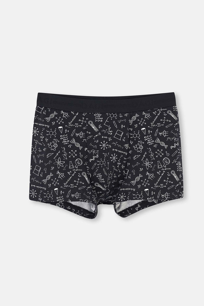 Siyah Pamuklu Desenli Boxer