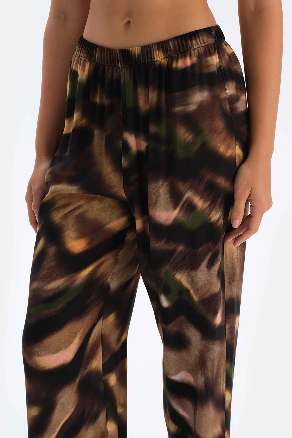 Kahverengi Dokuma Desenli Pantolon Pijama Altı