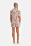 Açık Pembe Desenli Dokuma Şort Pijama Altı