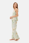 Su Yeşili Su i Baskılı Viskon Pantolon Pijama Altı