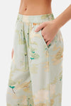 Su Yeşili Su i Baskılı Viskon Pantolon Pijama Altı