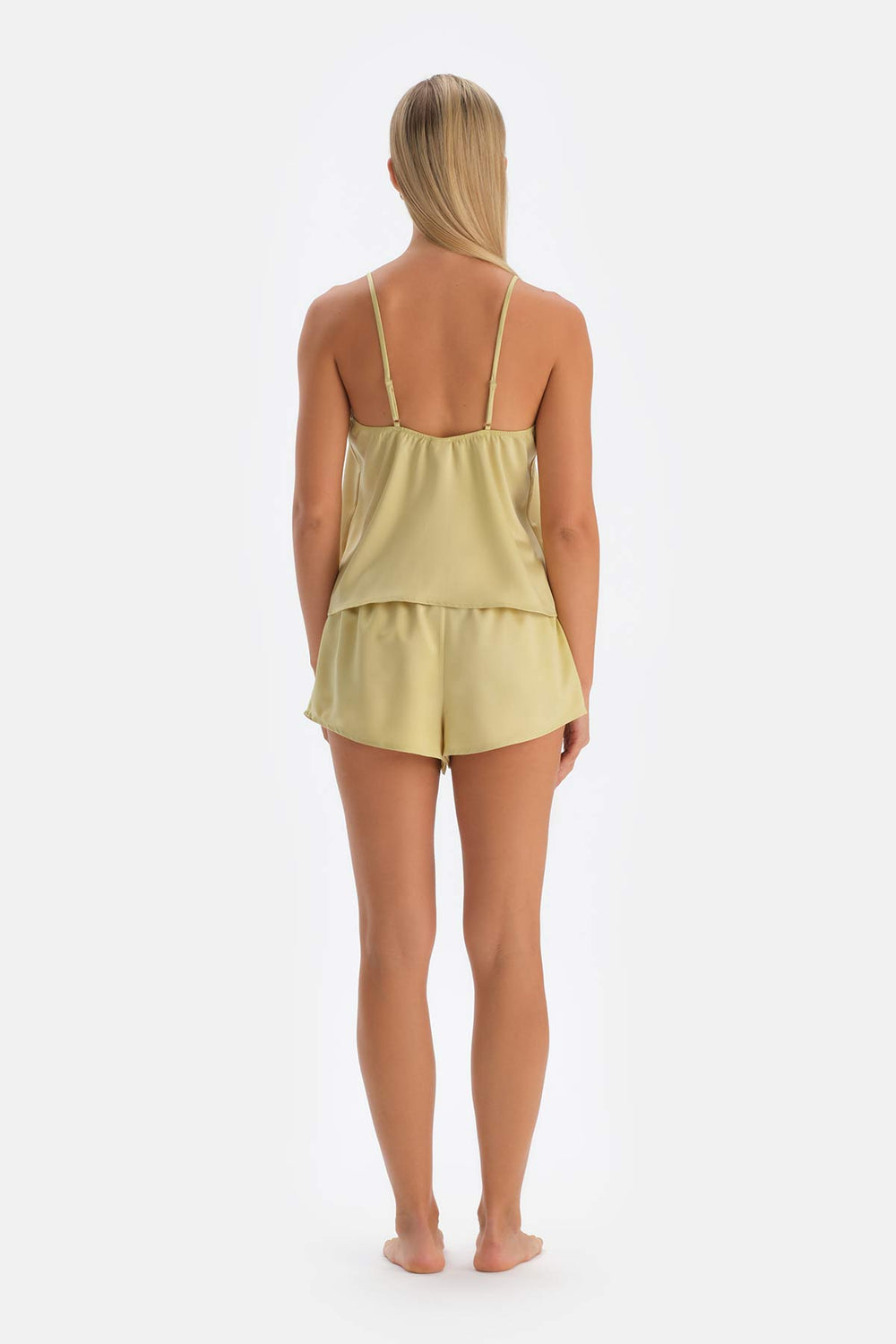 Yağ Yeşili Saten Şort Pijama Altı
