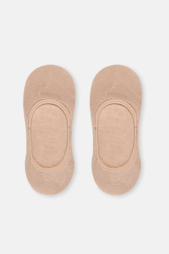 Bej Kadın 2'Li Bambu Basıc Babet Çorap
