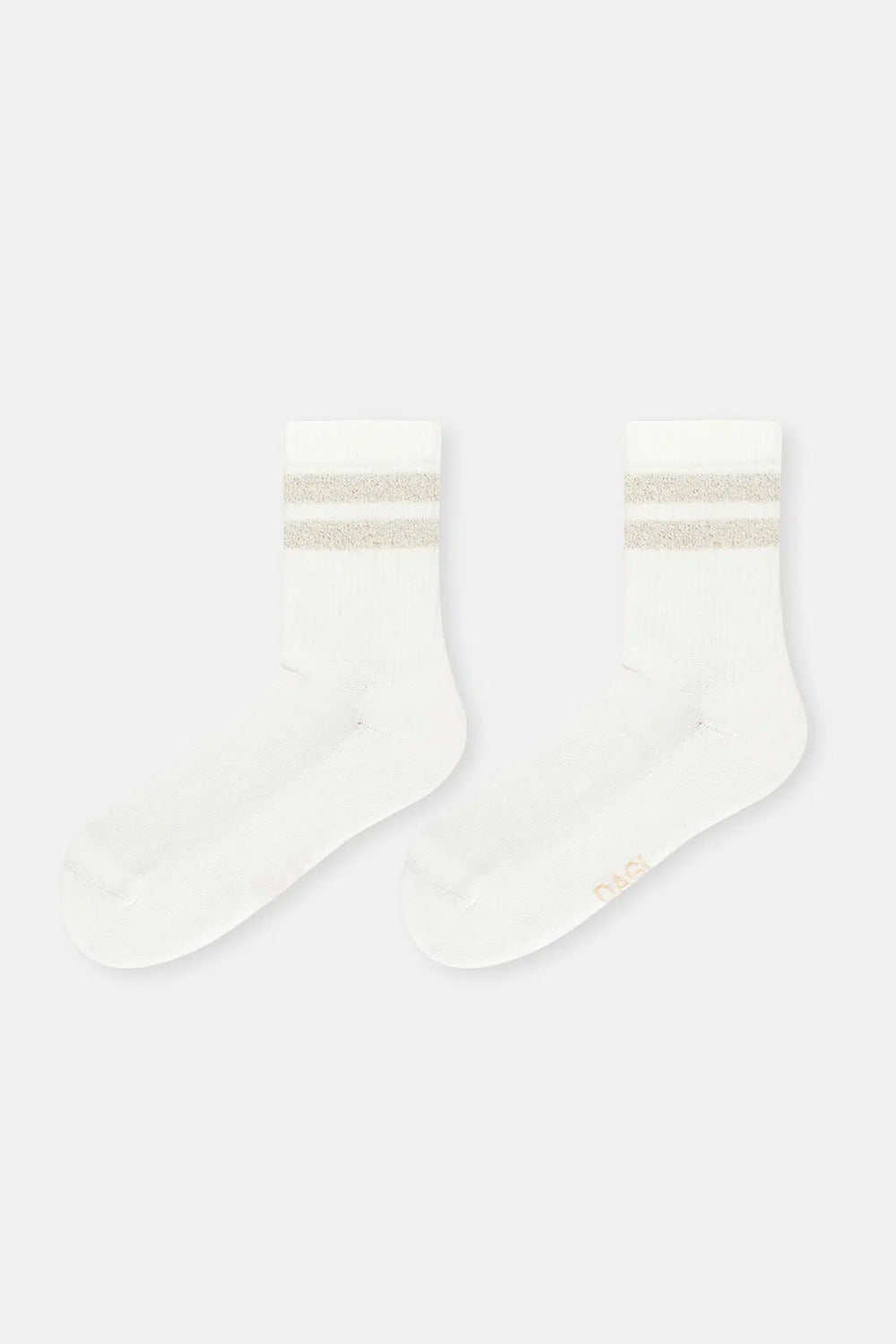 Ekru Kadın Sim Desenli Spor Çorap