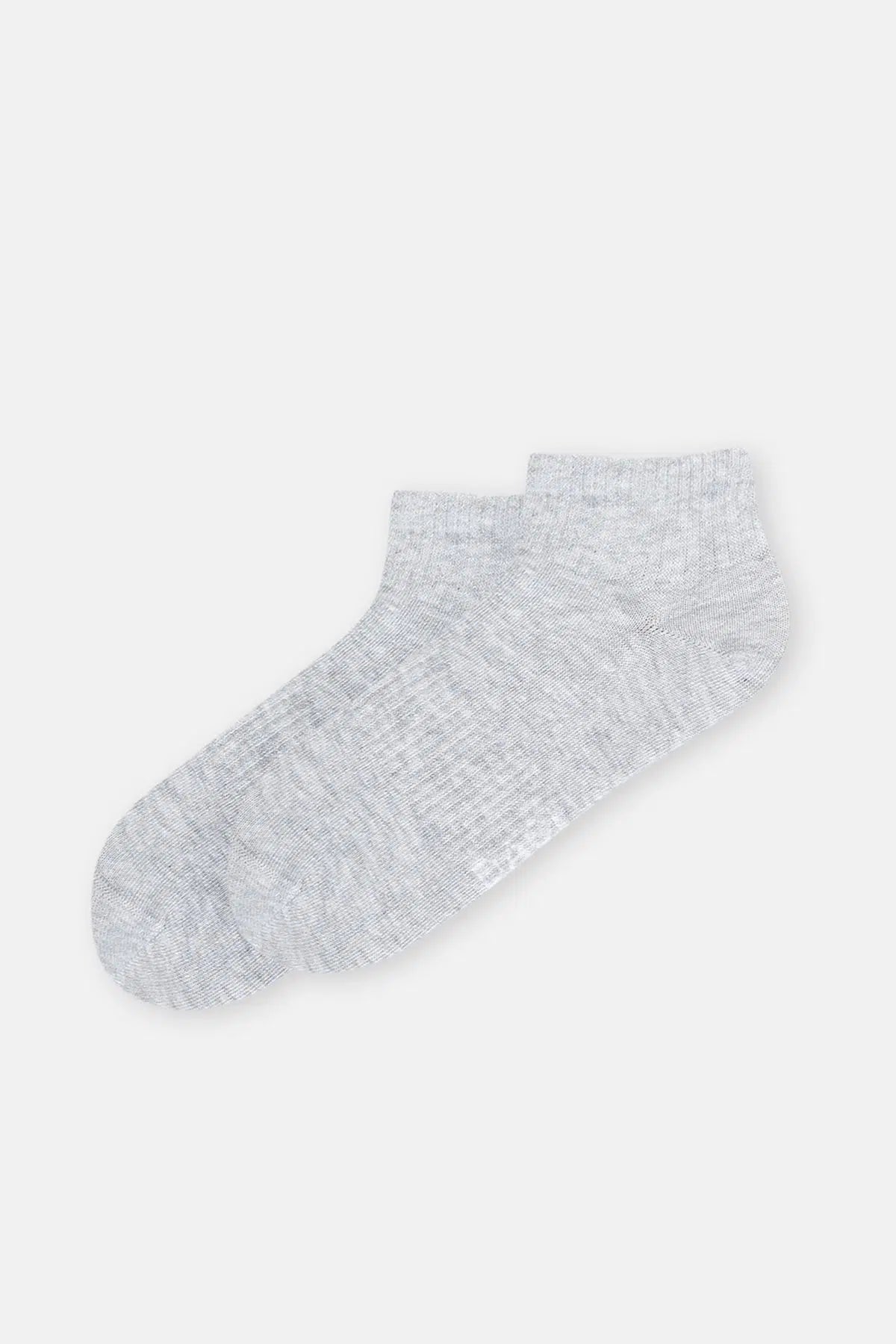 Beyaz-Gri Kadın Düz Spor Çorap 2'Li
