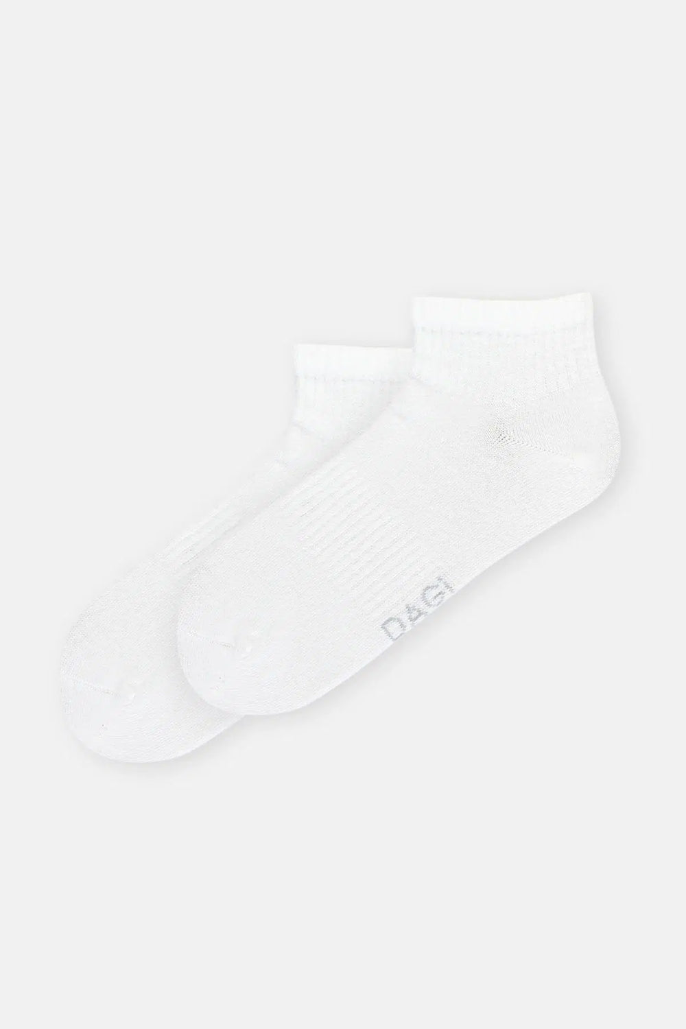 Beyaz-Gri Kadın Düz Spor Çorap 2'Li