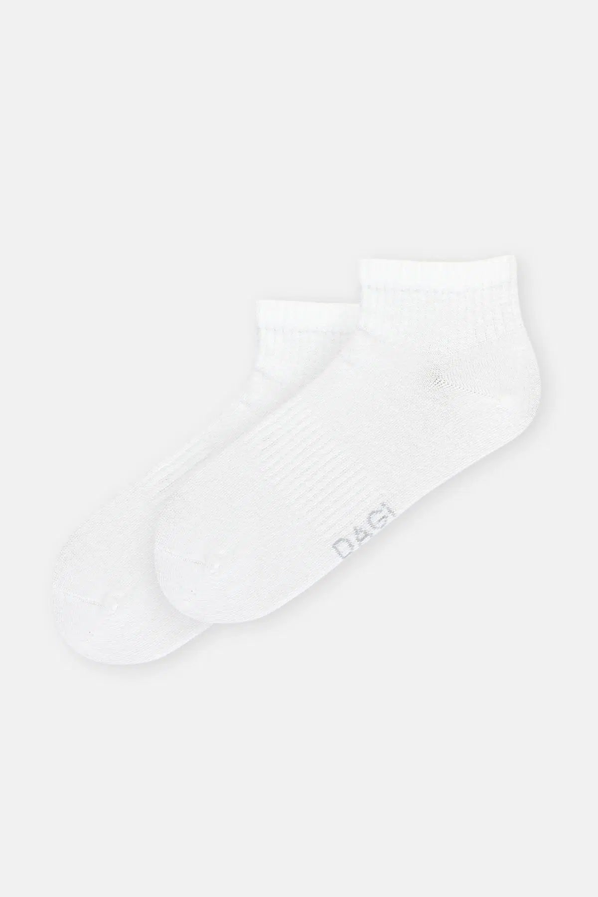 Beyaz-Gri Kadın Düz Spor Çorap 2'Li