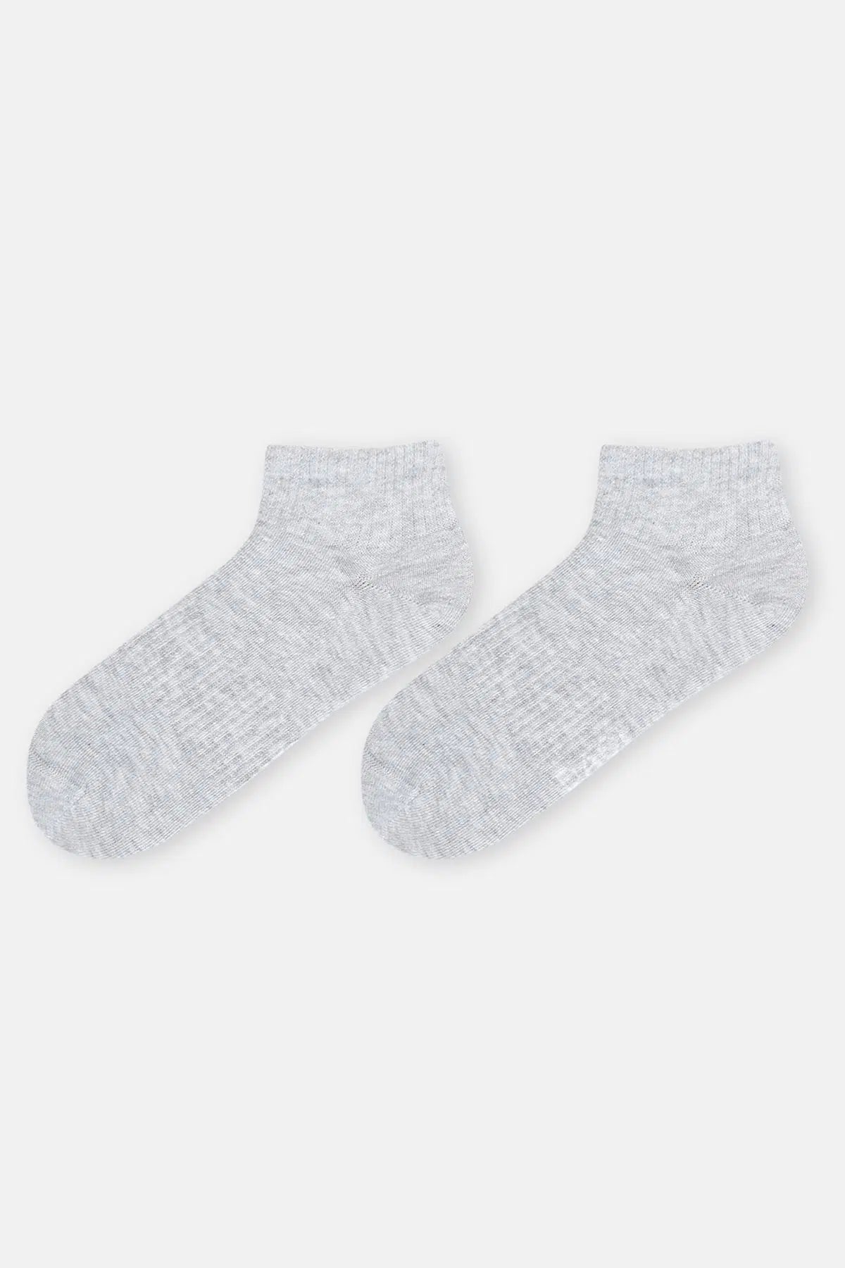 Beyaz-Gri Kadın Düz Spor Çorap 2'Li