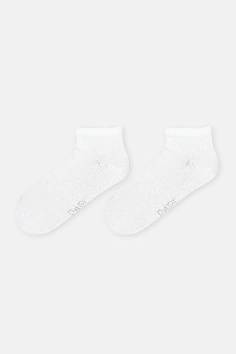 Beyaz-Gri Kadın Düz Spor Çorap 2'Li