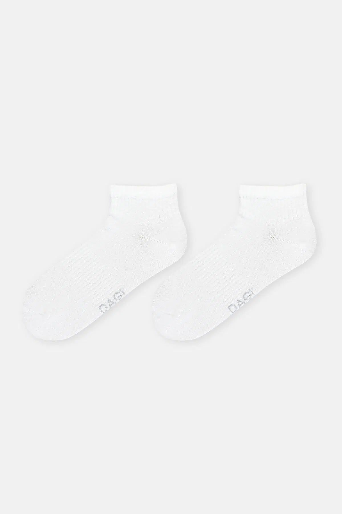 Beyaz-Gri Kadın Düz Spor Çorap 2'Li