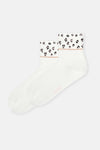 Ekru Kadın Leopar Desenli Spor Çorap