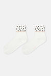 Ekru Kadın Leopar Desenli Spor Çorap