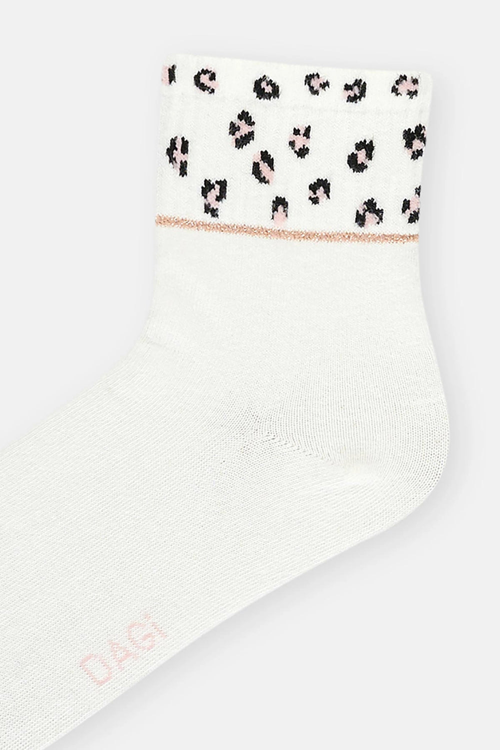 Ekru Kadın Leopar Desenli Spor Çorap