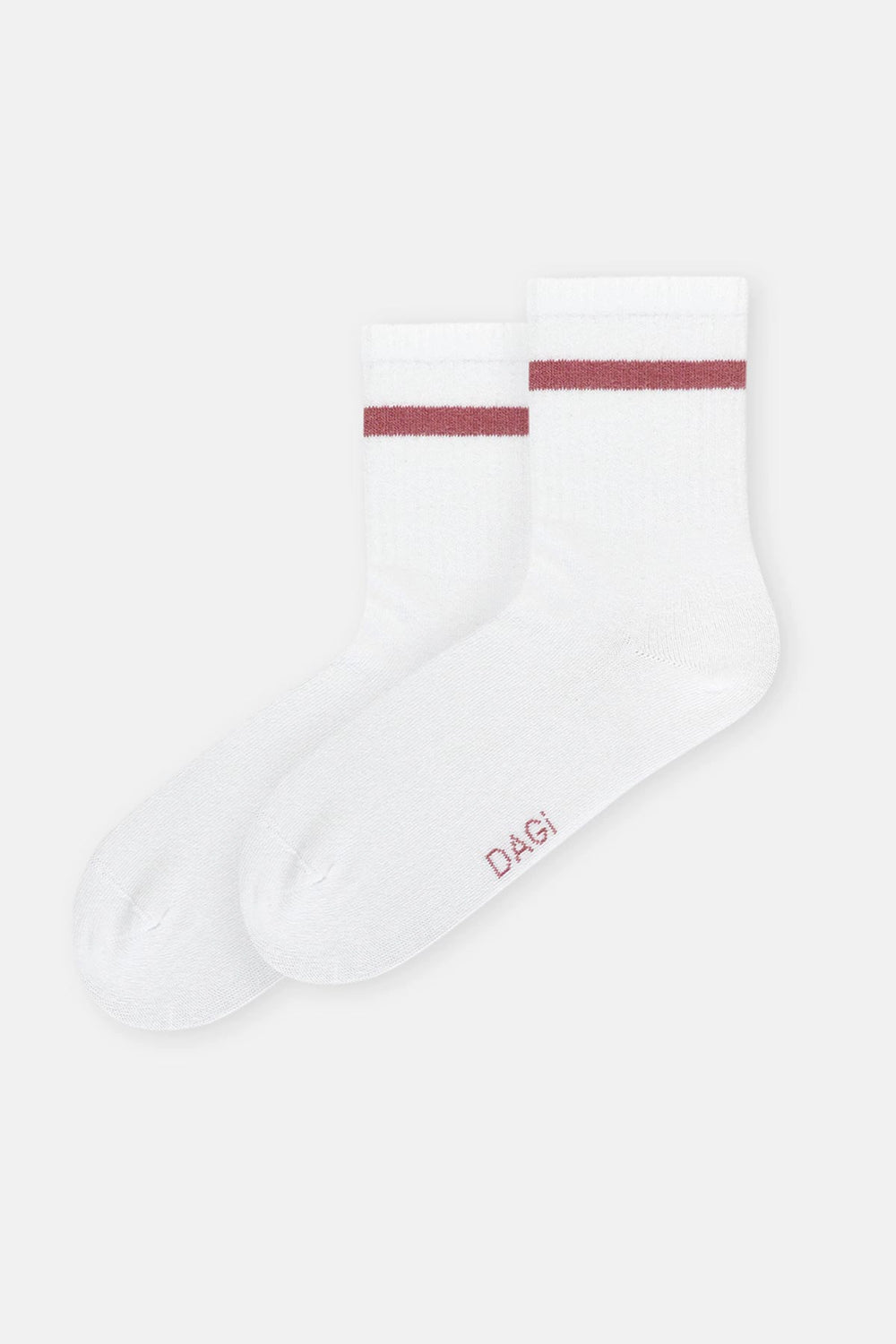 Beyaz Kadın Çizgi Desen Spor Çorap 2'Li