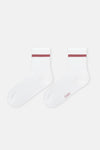 Beyaz Kadın Çizgi Desen Spor Çorap 2'Li
