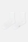 Beyaz Kadın Çizgi Desen Spor Çorap 2'Li