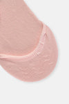 Bej-Pembe Kadın 2'Li Pamuklu Rıb Dokulu Görünmez Çorap