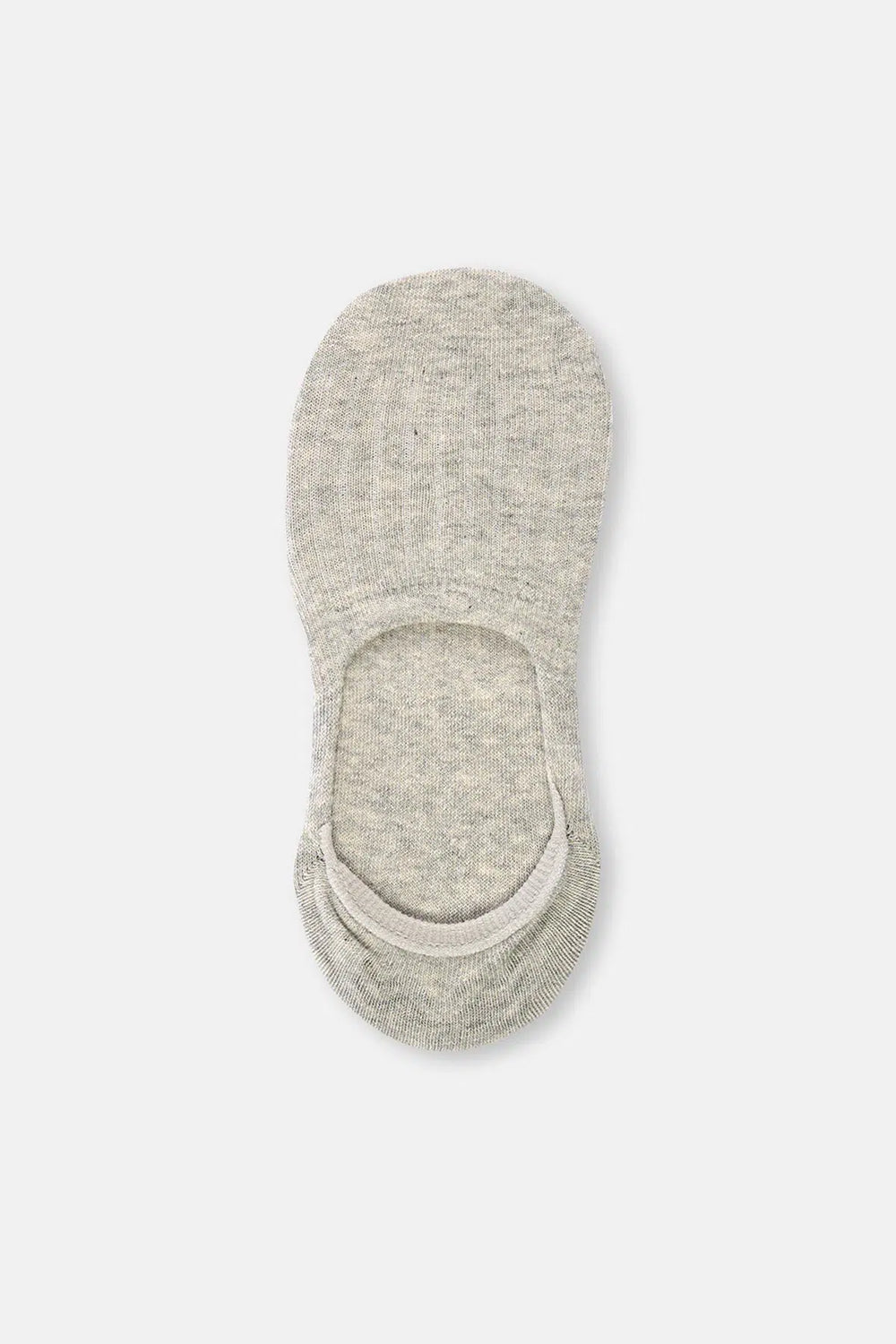 Beyaz-Gri Melanj Kadın 2'Li Pamuklu Rıb Dokulu Görünmez Çorap
