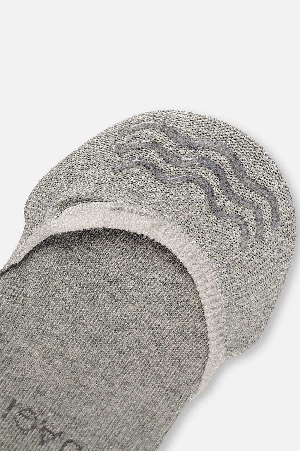 Beyaz-Gri Melanj Kadın 3'Lü Pamuklu Basıc Görünmez Çorap