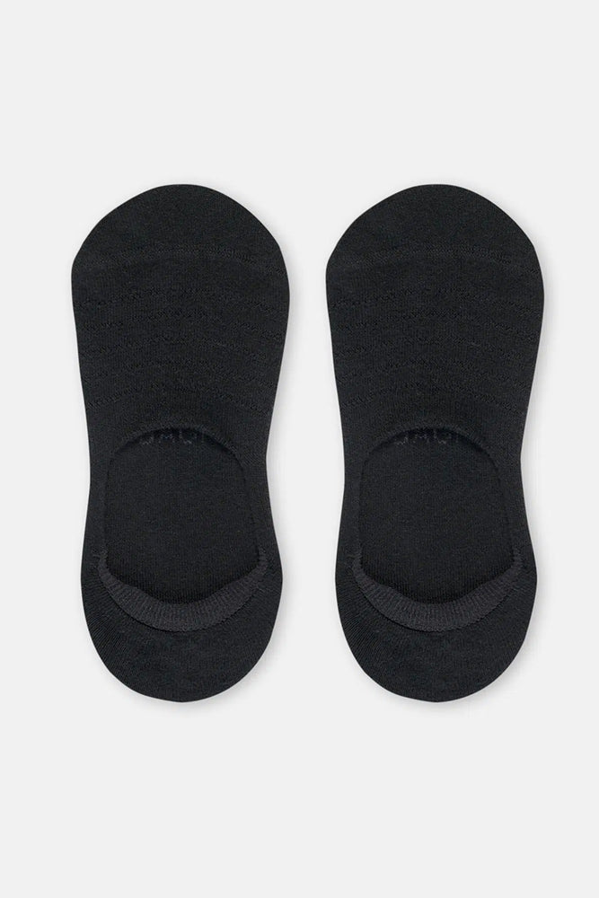 Siyah Kadın Pamuklu Transparan Detay Görünmez Çorap