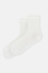 Beyaz Kadın Vıskon Fırfır Detay Soket Çorap