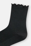 Siyah Kadın Vıskon Fırfır Detay Soket Çorap