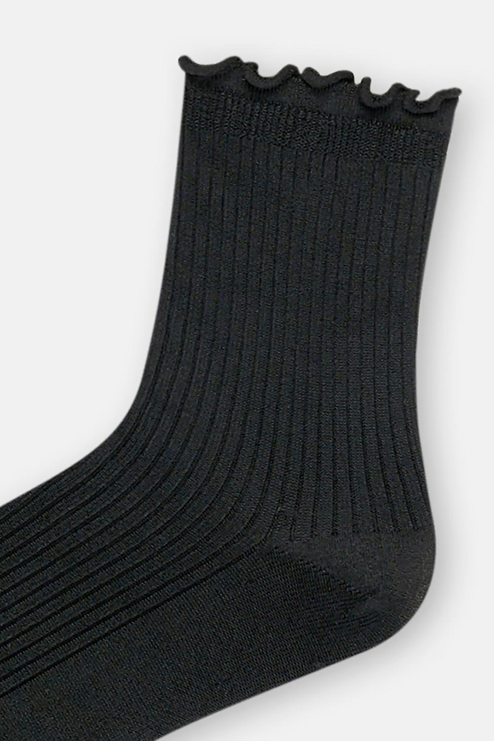 Siyah Kadın Vıskon Fırfır Detay Soket Çorap