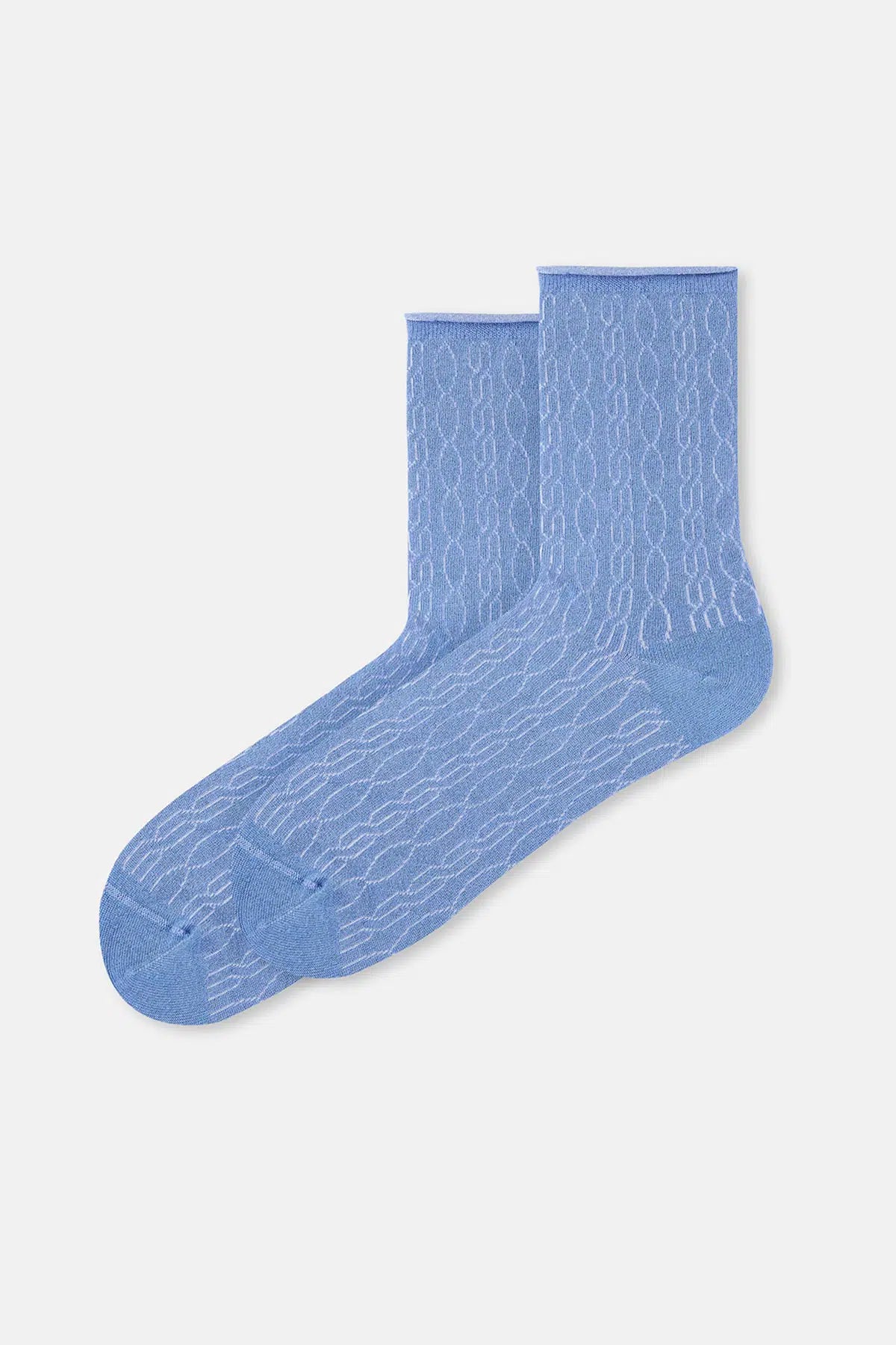 Mavi Kadın Modal Jakar Örgü Desen Soket Çorap
