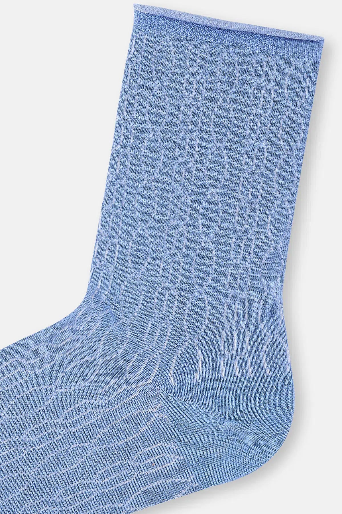 Mavi Kadın Modal Jakar Örgü Desen Soket Çorap