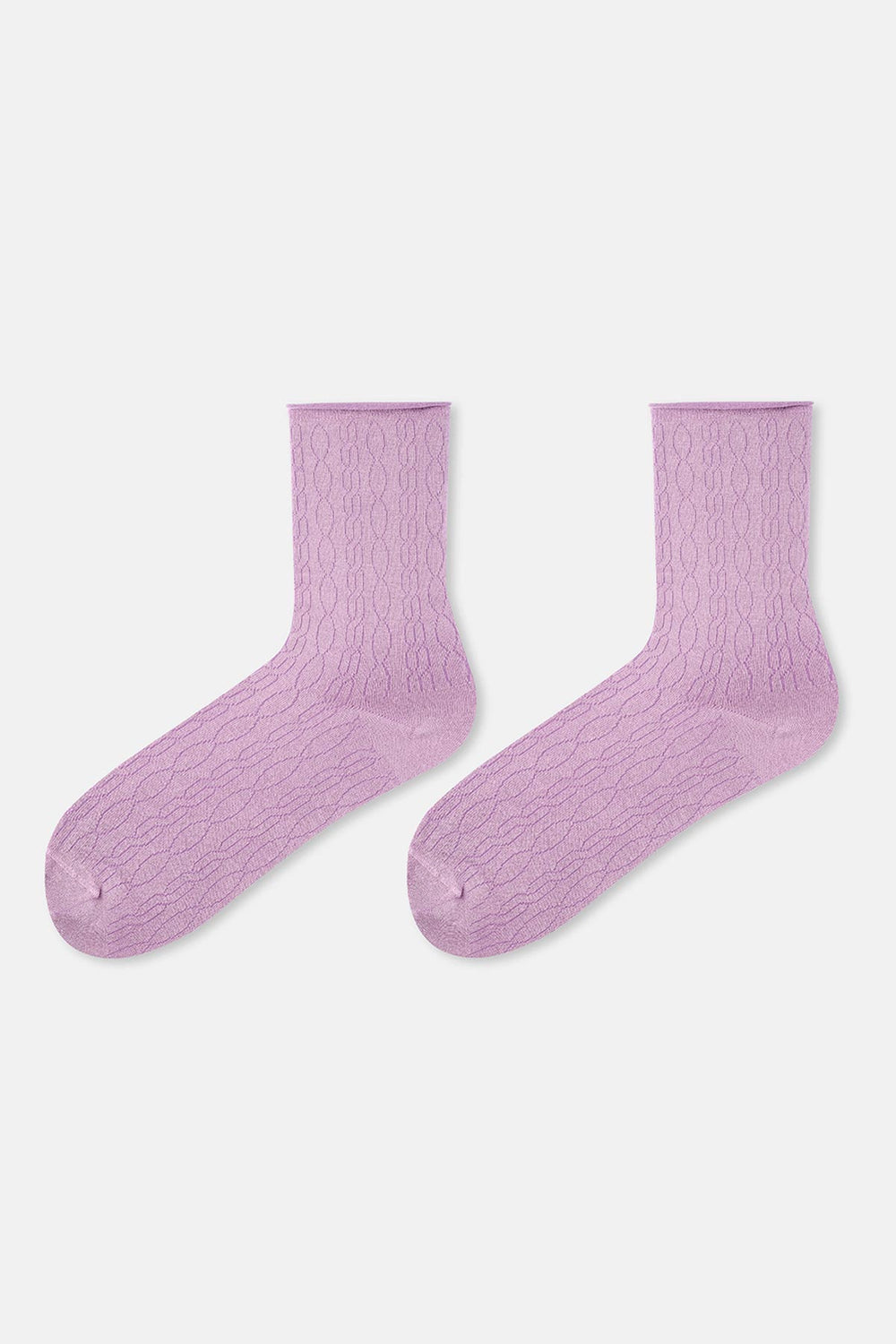 Lila Kadın Modal Jakar Örgü Desen Soket Çorap