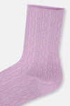 Lila Kadın Modal Jakar Örgü Desen Soket Çorap