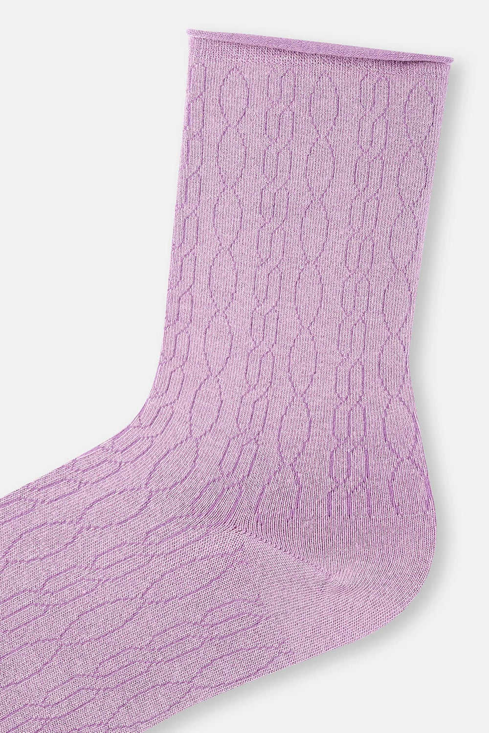 Lila Kadın Modal Jakar Örgü Desen Soket Çorap