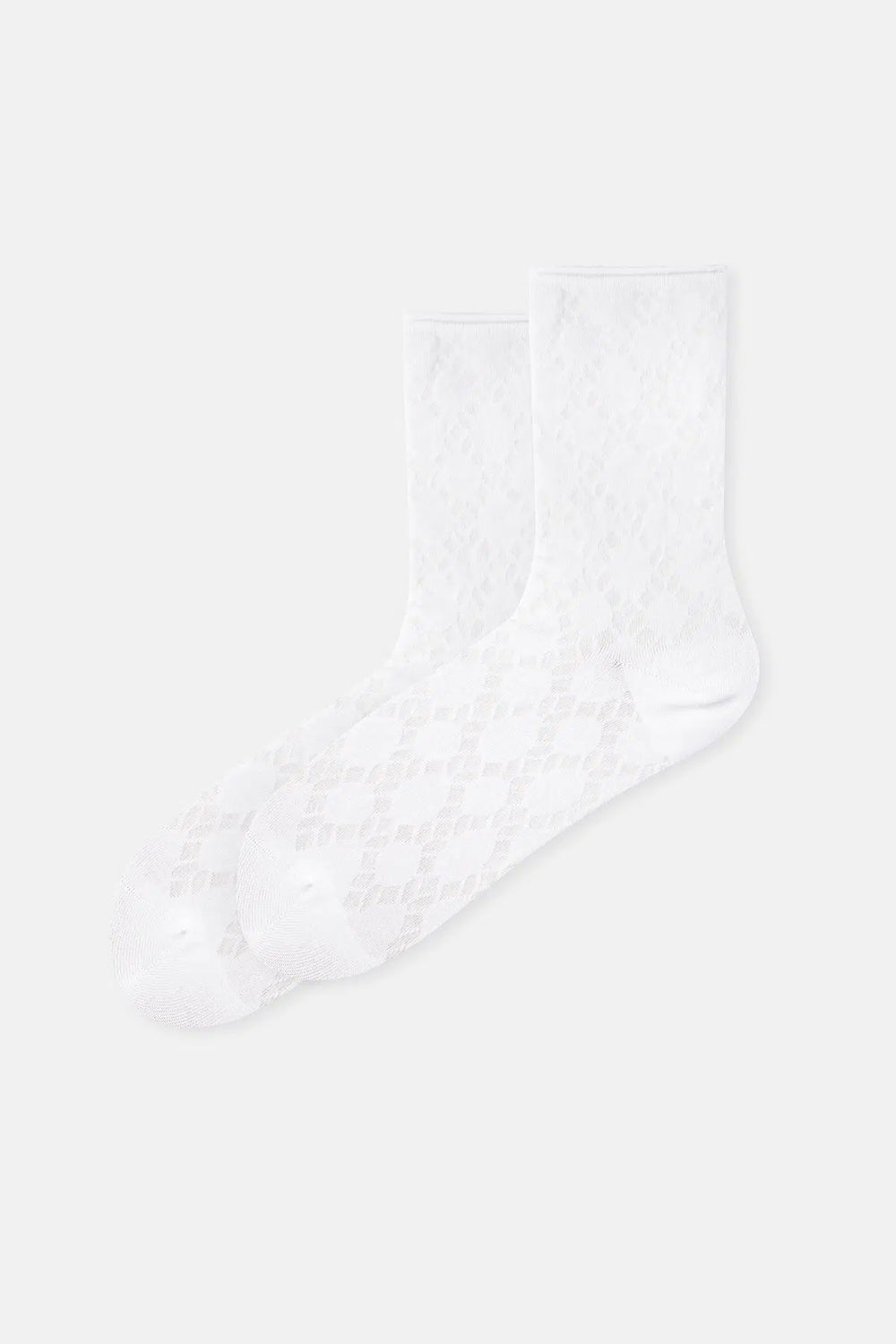 Beyaz Kadın Modal Jakar Desenli Soket Çorap