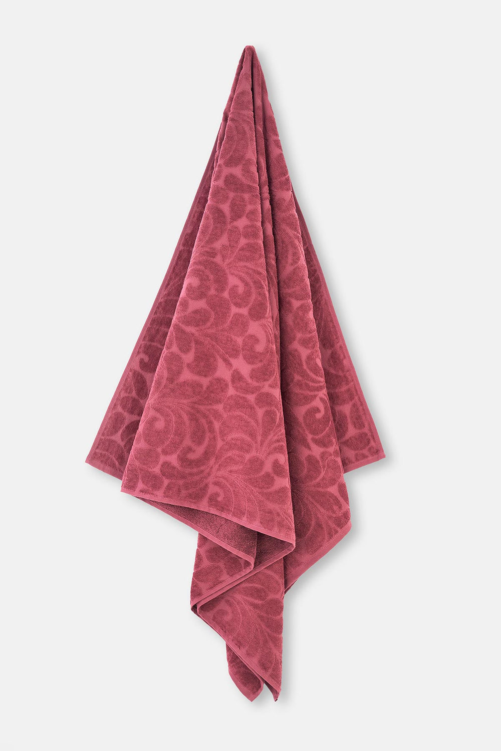 Bordo Monochrome Çiçek Desen Kadife Plaj Havlusu 80X150